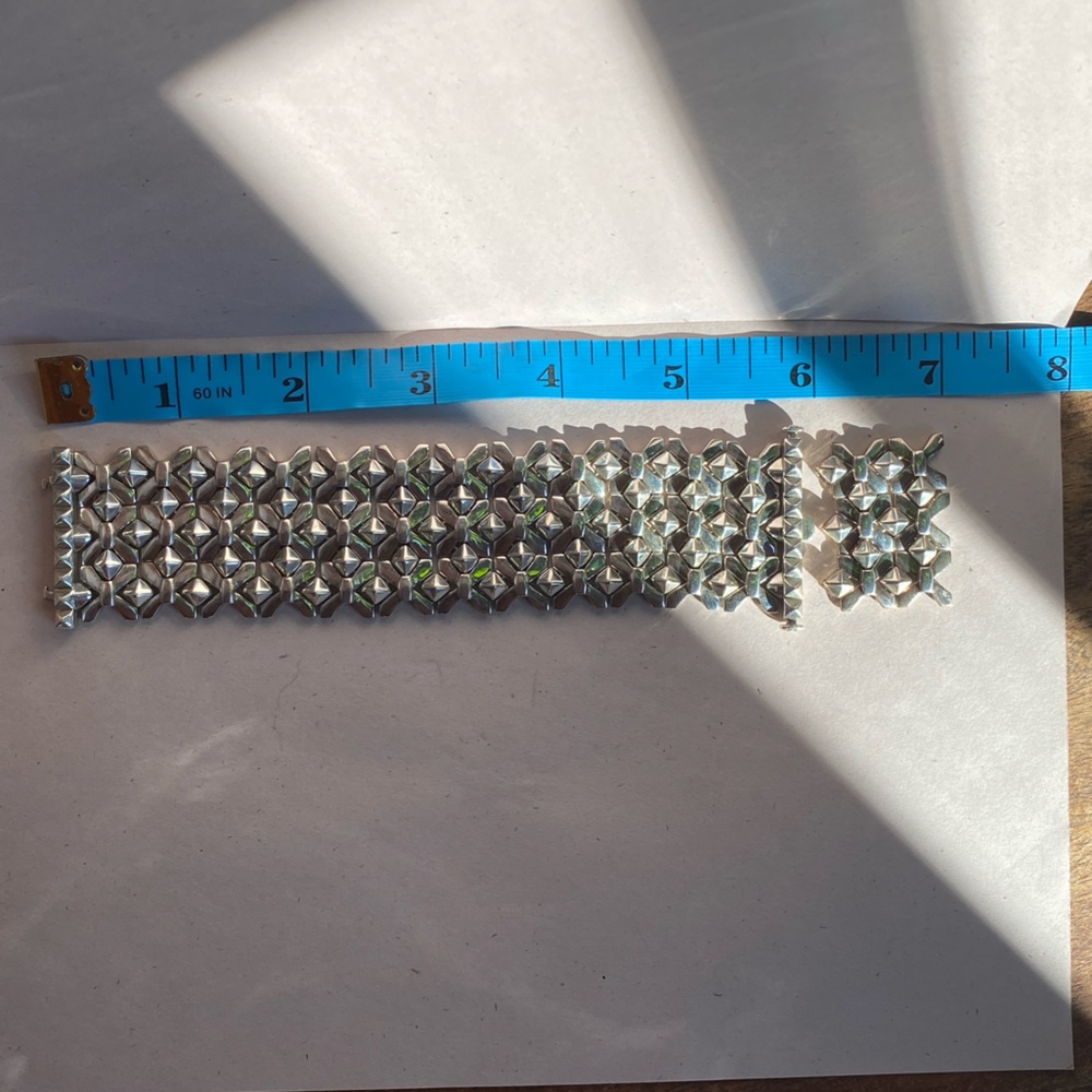 Rare 925 STEPHEN WEBSTER Vintage Solid Sterling Silver Woven Mesh Bracelet Cuff - Picture 7 of 9